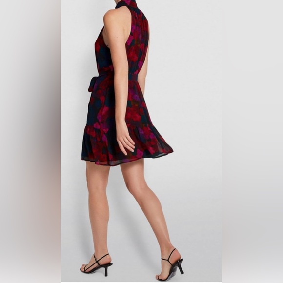 NWT Paige Sleeveless Cayman Floral Silk Halter Neck A-line Swing Mini Dress TB5 - Picture 5 of 15